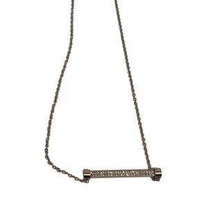 Fancy‎ Zircon Bar Necklace Silver Titanium Steel Chain Sparkle Accent For Women